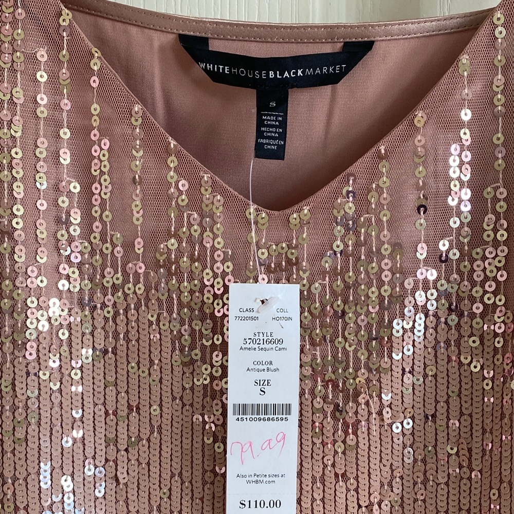 White House Black Market Rose Sequin Camisole - Picture 2 of 5